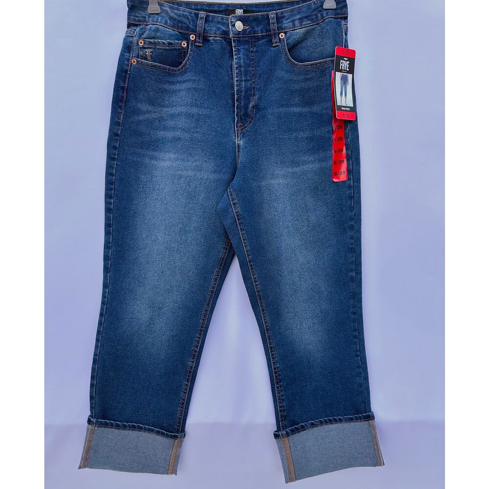 NWT Frye High Rise Cuffed Straight Leg Crop Jeans Women’s Size 8/29 Medium Wash - Picture 3 of 15